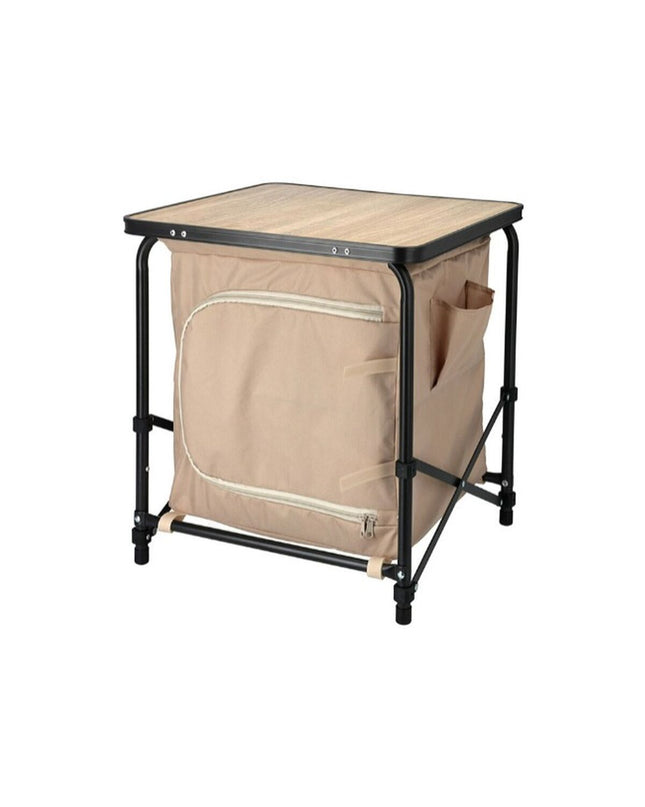 Lifetime camping storage cabinet in black with a sturdy 48x48x53 cm design, suitable for outdoor and camping organization.