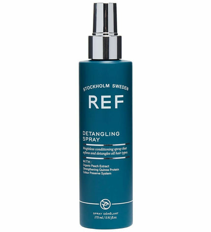 REF Detangling Conditioner for hair, 175 ml, with smooth, shiny strands and a sleek, professional bottle design.