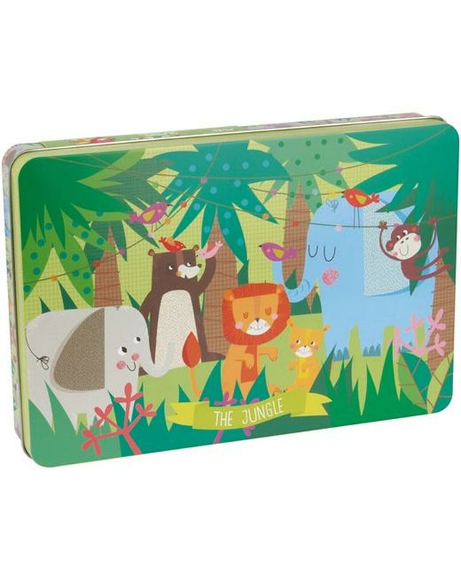 Apli Jungle Kinderpuzzel with 24 pieces featuring colorful jungle animals on a 48x32 cm puzzle board.