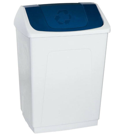 Denox blue 55L waste bin for home and kitchen storage, with a sturdy rectangular design and lid for waste disposal.