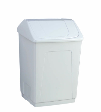 White Denox 55L waste bin for home and kitchen storage, featuring a sturdy design and easy-to-use lid.