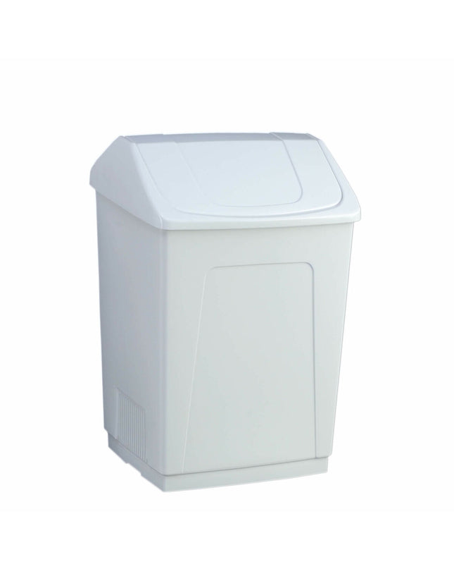White Denox 55L waste bin for home and kitchen storage, featuring a sturdy design and easy-to-use lid.