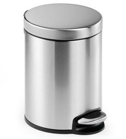 Durable 5L silver stainless steel pedal trash bin for home kitchen storage and organization with foot pedal for hands-free use.