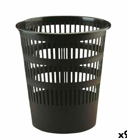 Set of nine Faibo multicolour 12L polypropylene waste containers for household organization and kitchen storage.