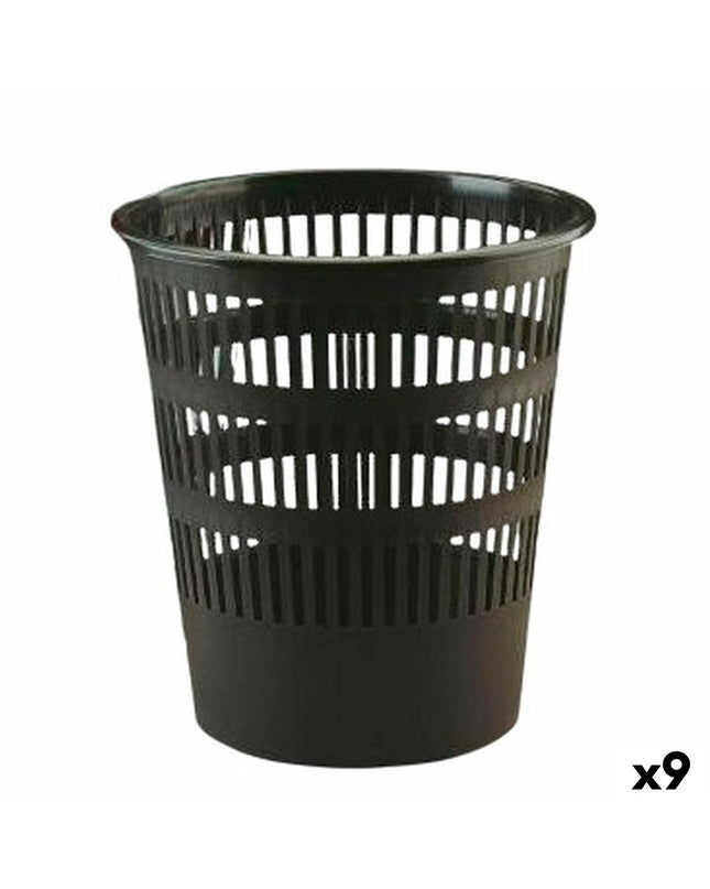 Set of nine Faibo multicolour 12L polypropylene waste containers for household organization and kitchen storage.