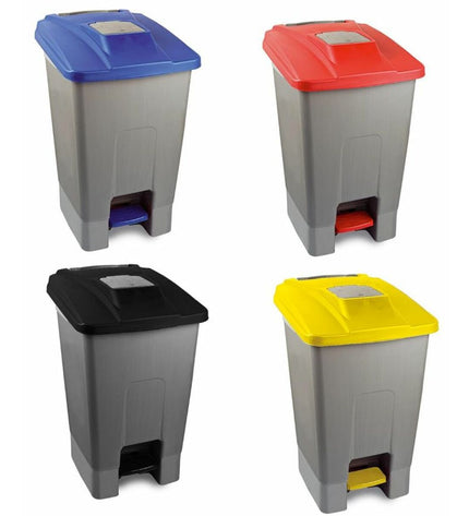 Gray plastic rectangular trash bin with 30L capacity, suitable for home and kitchen storage, by BigBuy Home.