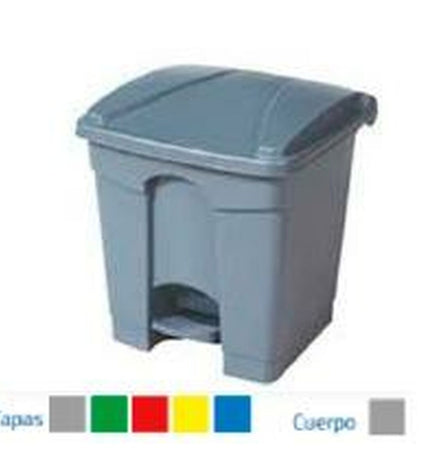 Gray rectangular plastic waste bin with a 30L capacity, suitable for home storage and kitchen organization by BigBuy Home.