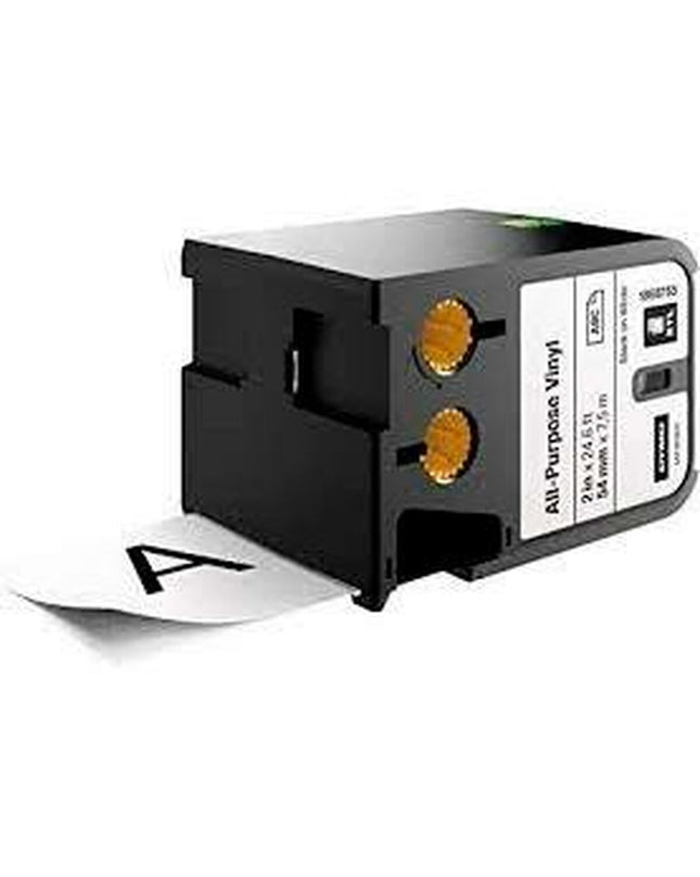 Dymo XTL thermal transfer ribbon in 54mm width, white and black, shown as a pack of three for office labelling and printing tasks.