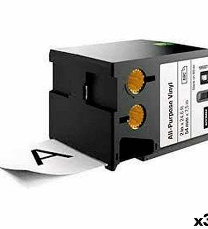 Dymo XTL thermal transfer ribbon in white and black, 54mm, three rolls for label printer, office supplies and electronic office equipment.