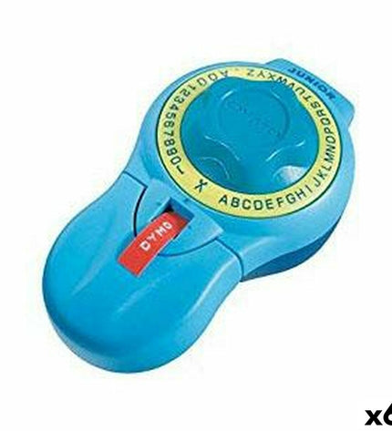 Dymo Junior AZ manual label maker with six label tapes, suitable for office labeling and organization.