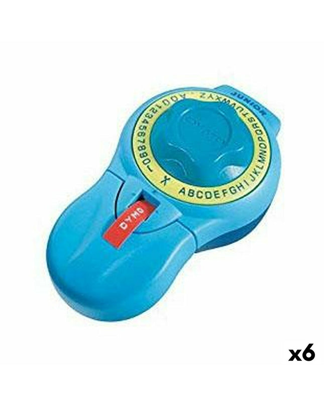 Dymo Junior AZ manual label maker with six label tapes, suitable for office labeling and organization.