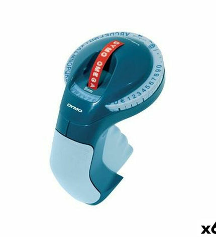 Dymo Omega handmatige labelmachine with six label tapes, ideal for office labeling and organization.