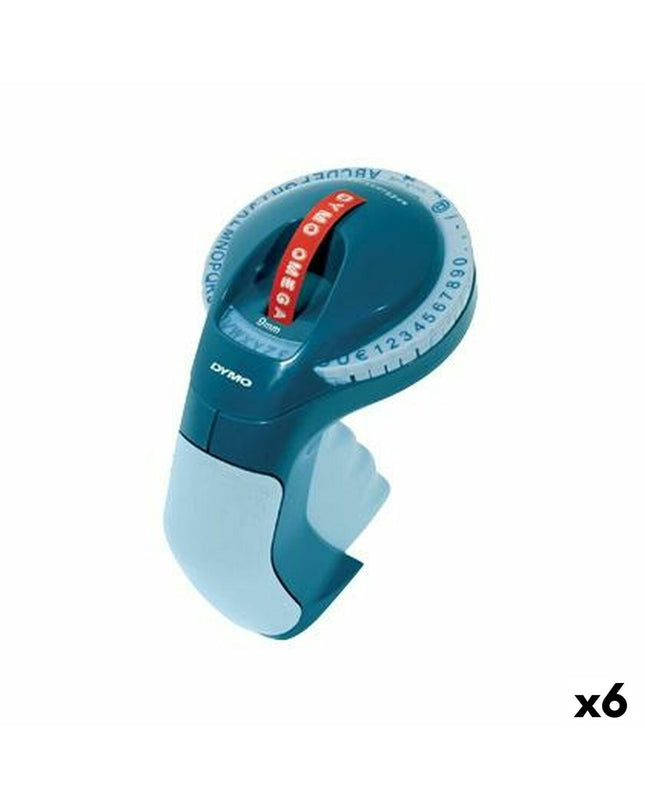Dymo Omega handmatige labelmachine with six label tapes, ideal for office labeling and organization.