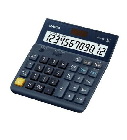 Set of ten black Casio DH-12ET calculators, office electronics and stationery, with numeric keypad and display screens.