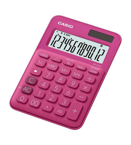 Set of 10 Casio MS-20UC fuchsia calculator with 2.3 x 10.5 x 14.95 cm dimensions, office electronics and stationery.