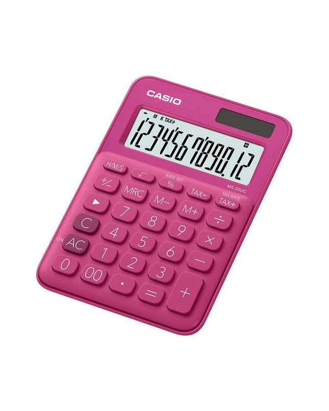 Set of 10 Casio MS-20UC fuchsia calculator with 2.3 x 10.5 x 14.95 cm dimensions, office electronics and stationery.