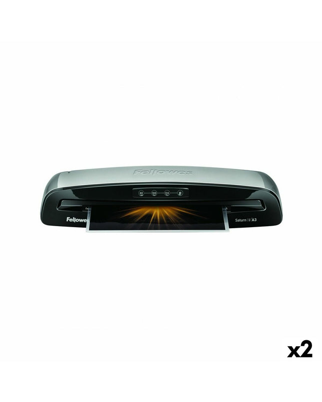 Fellowes Saturn-3I A3 laminator in Ziverachtig Zwart, two office laminating machines with control panel and compact design