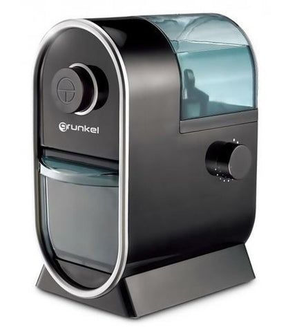 Black Grunkel Koffiemolen 120W coffee grinder with a compact design, suitable for brewing fresh coffee at home.