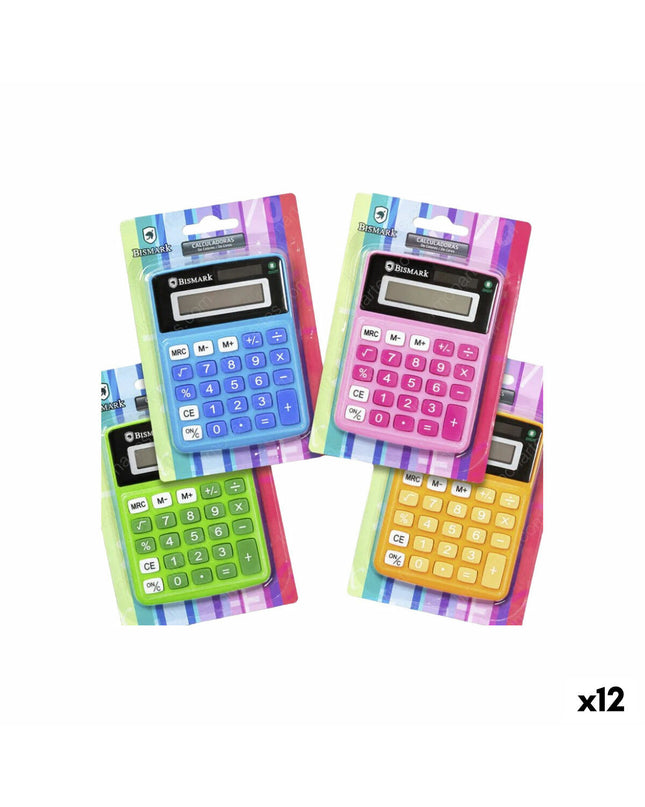 Set of 12 Bismark calculator icons for office electronics and stationery, featuring compact, functional design.