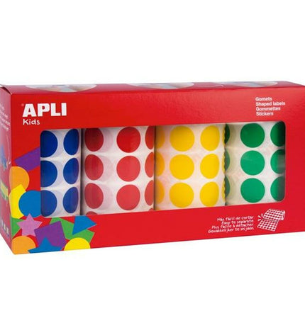 Set of two Apli circular stickers for creative activities, featuring four colorful segments, ideal for toys and crafts projects.