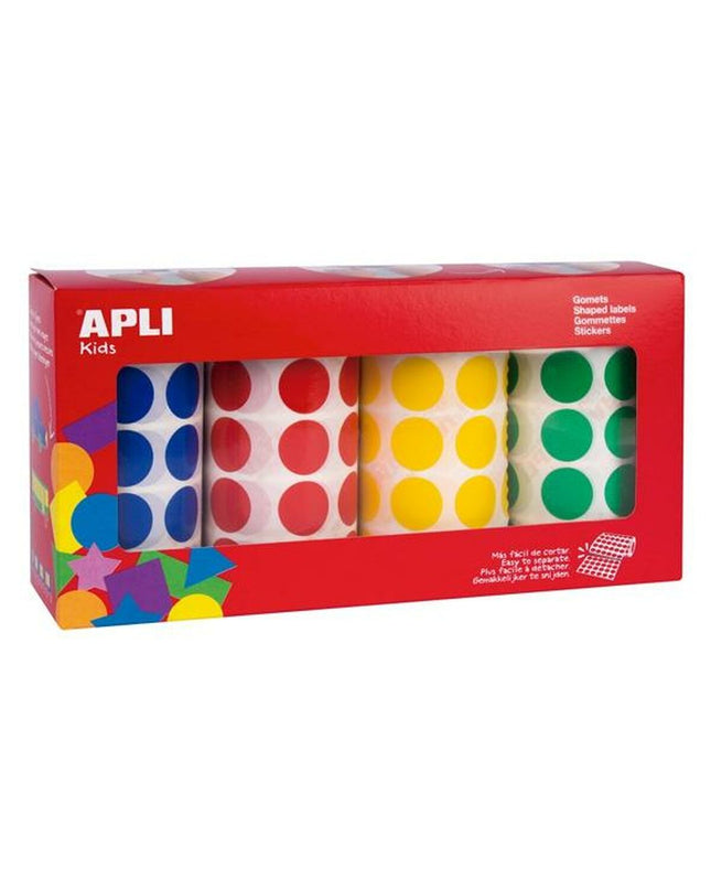 Set of two Apli circular stickers for creative activities, featuring four colorful segments, ideal for toys and crafts projects.