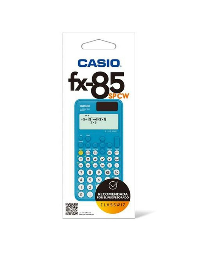 Set of 10 Casio FX-85SPCW scientific calculators in blue, compact office electronics for math and science calculations.