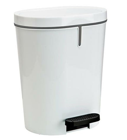 Denox white rectangular 25L pedal bin for home storage and kitchen organization, with foot pedal for easy opening.