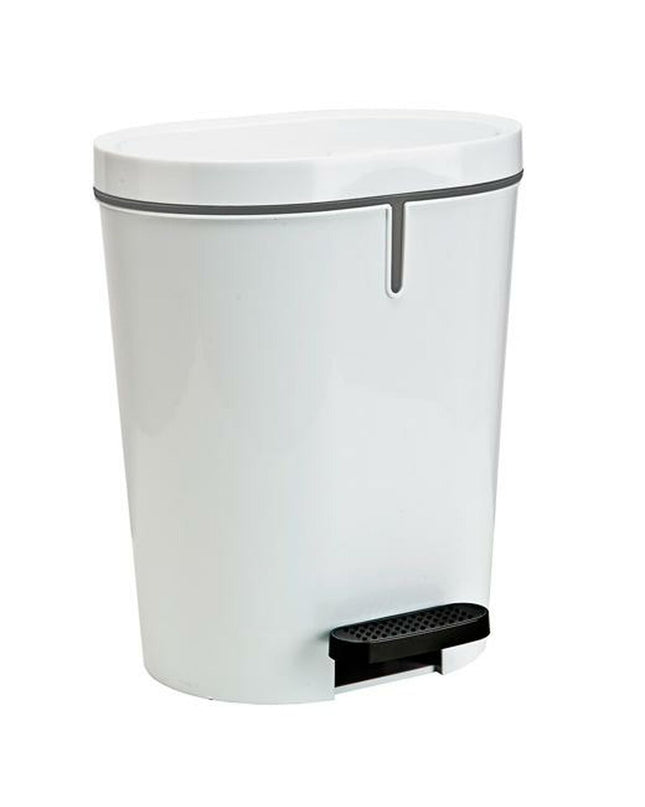 Denox white rectangular 25L pedal bin for home storage and kitchen organization, with foot pedal for easy opening.
