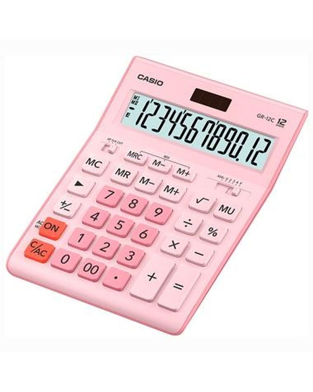 Six pink Casio calculators for office and stationery use, featuring compact design and digital display.