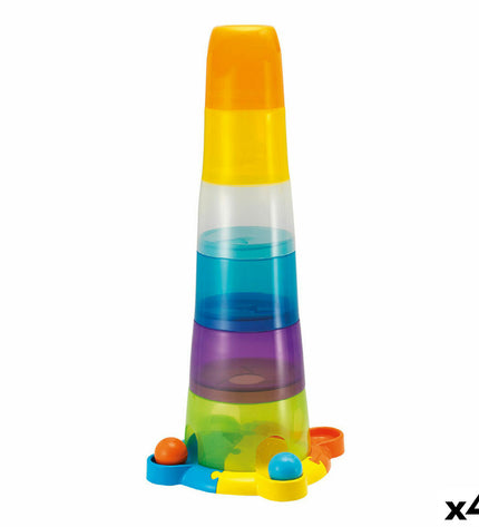 Winfun baby stacking blocks set with four colorful wooden pieces, measuring 23x61x23 cm, designed for young children's play.