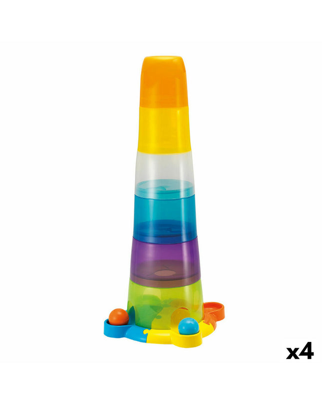Winfun baby stacking blocks set with four colorful wooden pieces, measuring 23x61x23 cm, designed for young children's play.