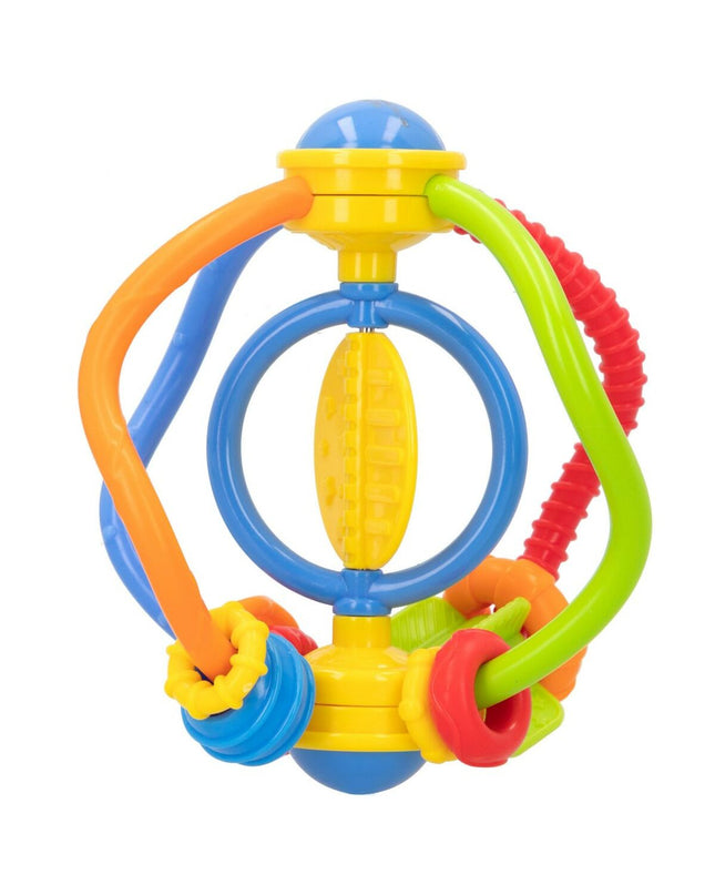 Set of 12 Winfun plastic baby rattles, colorful and lightweight, measuring 12x13.5x12 cm, designed for young children’s play.