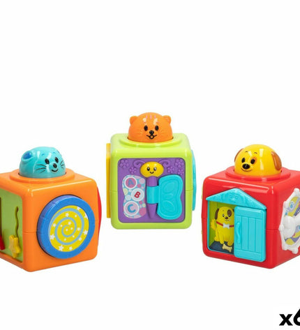 Winfun baby agility game with three colorful wooden pieces, measuring 8x24.5x8 cm, designed for young children’s play.