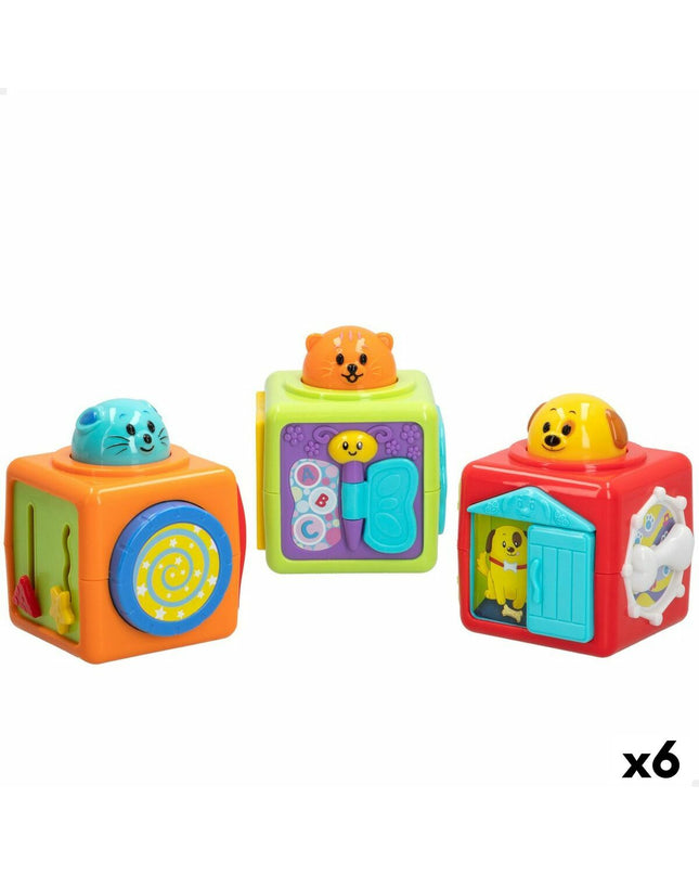 Winfun baby agility game with three colorful wooden pieces, measuring 8x24.5x8 cm, designed for young children’s play.
