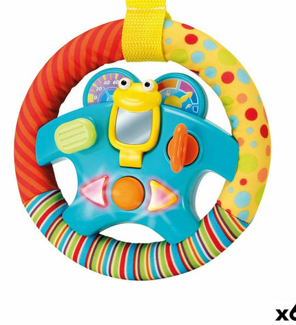 Set of six Winfun baby steering wheel toys, 16.5x16.5x2.5 cm, designed for young children’s play and development.