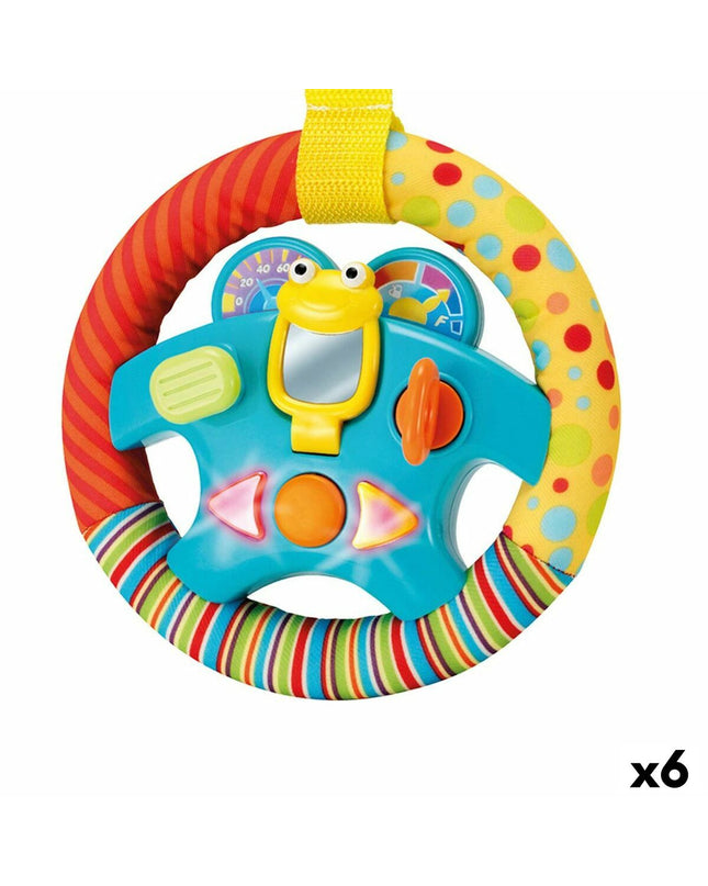 Set of six Winfun baby steering wheel toys, 16.5x16.5x2.5 cm, designed for young children’s play and development.