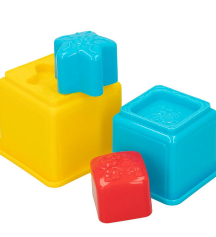 PlayGo Blokken stapelen speelgoed for babies with 16 colorful blocks, 10.5 x 9 x 10.5 cm, designed for young children.