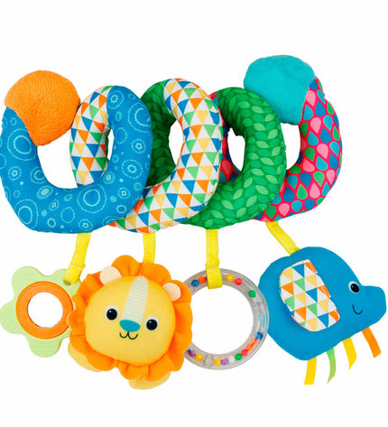 Set of six Winfun baby rattles measuring 20x20x9 cm, colorful plastic toys for young children to shake and play with.