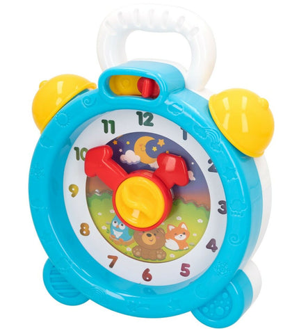 Six PlayGo children's toy clocks, colorful and designed for young kids, suitable as educational playtime accessories.