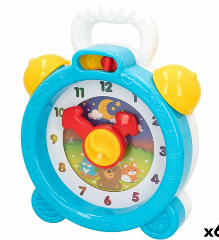 Set of six PlayGo children's toy clocks, colorful and educational baby toys for young children, designed to help learn time.