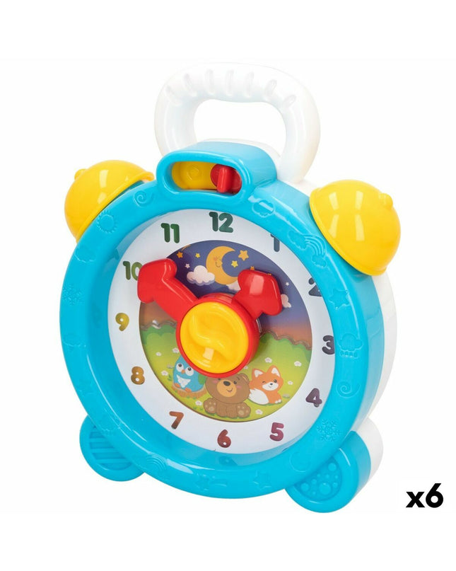 Set of six PlayGo children's toy clocks, colorful and educational baby toys for young children, designed to help learn time.