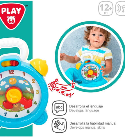 Colorful PlayGo children's toy clocks for kids, set of six, featuring bright designs and playful details for young children.