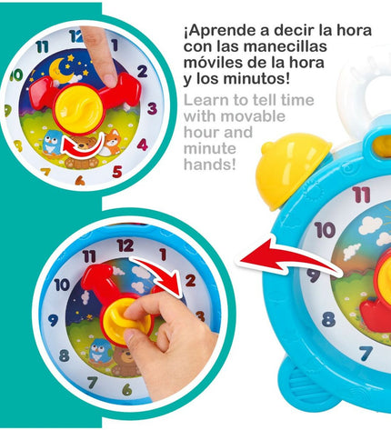 Six PlayGo children's toy clocks, colorful and designed for young kids to learn time, perfect for early childhood play.