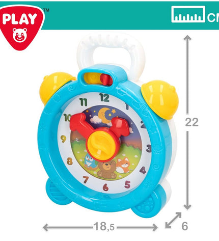 Set of six PlayGo children's clocks, colorful baby toys for young children, designed for playful learning and development.