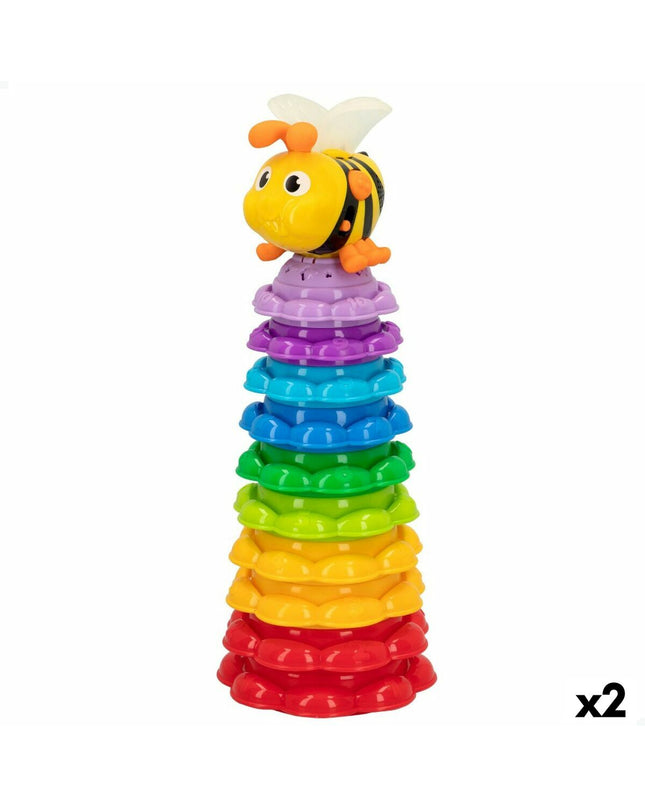 Winfun stacking blocks for babies, set of 2, colorful toy for young children, measuring 13 x 35.5 x 13 cm.