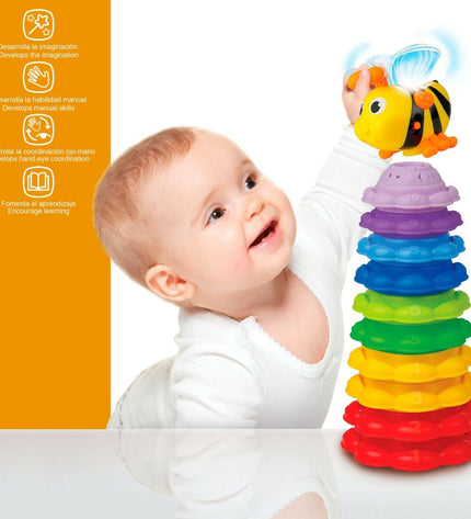 Winfun stacking blocks for babies, set of 2, colorful plastic toys for young children, measuring 13 x 35.5 x 13 cm.
