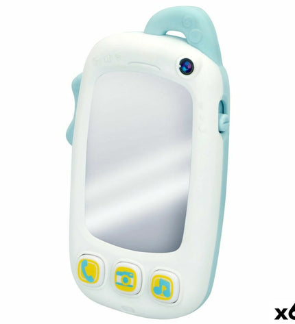 Set of six Winfun baby toy phones in white, measuring 9 x 15.5 x 3.8 cm, designed for young children’s play.