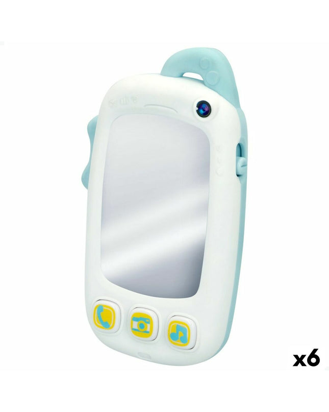 Set of six Winfun baby toy phones in white, measuring 9 x 15.5 x 3.8 cm, designed for young children’s play.
