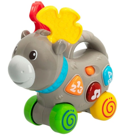Six Winfun baby plush eland toys, 17x17x7.5 cm, soft and safe for young children, ideal for early play and sensory development.