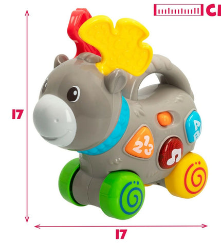 Set of six Winfun baby plush eland toys, 17x17x7.5 cm, soft and colorful playful stuffed animals for young children.